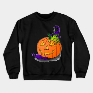 Witch Frog on a Jack O Lantern Crewneck Sweatshirt